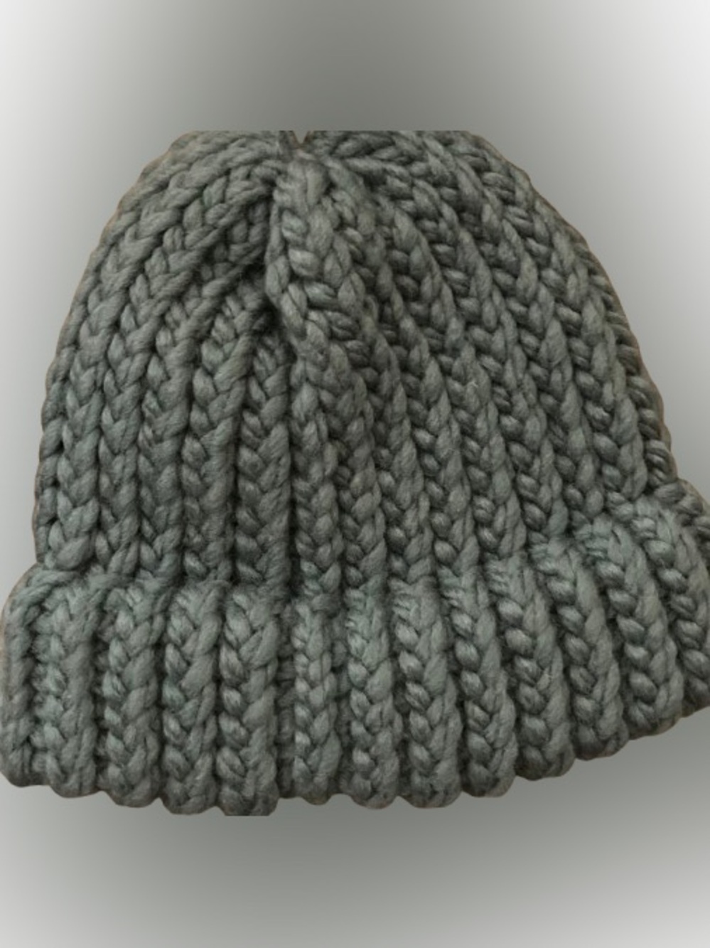 HANDMADE loom knitted small green baby beanie hat for the winter